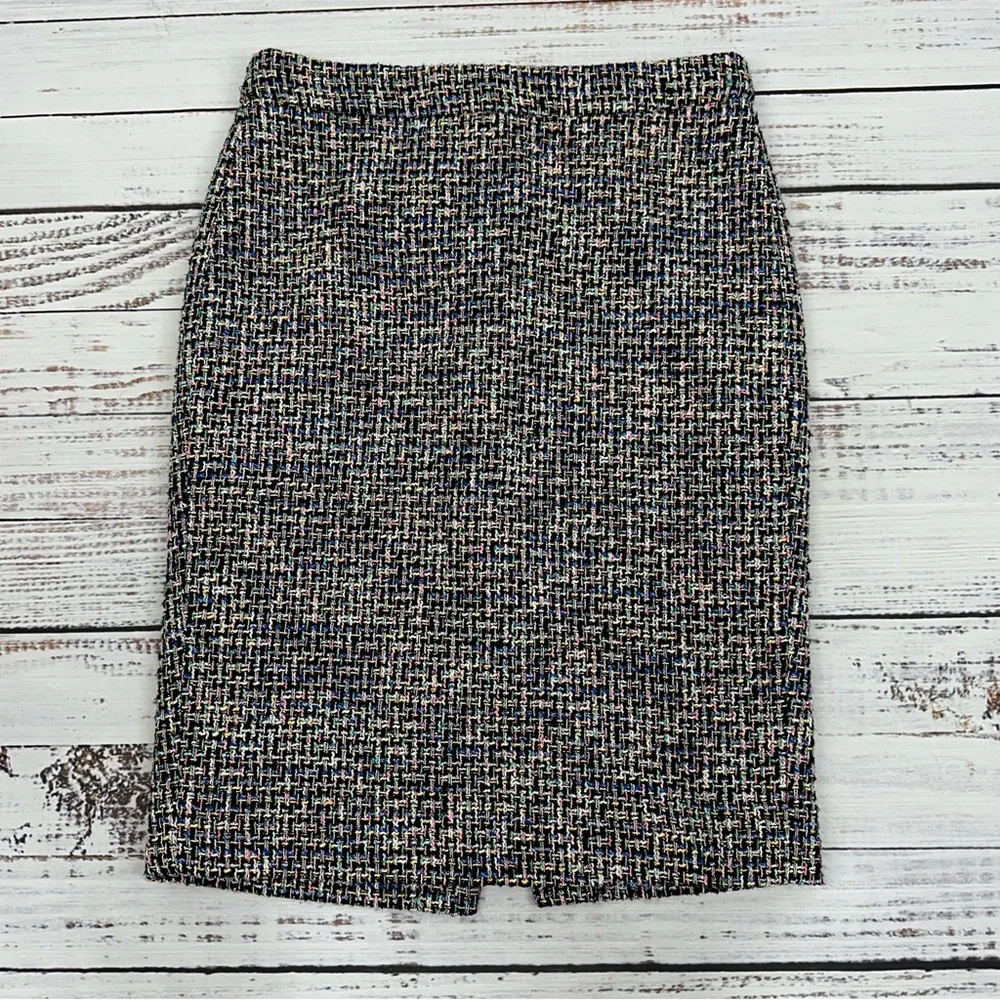 J Crew Women’s size 0 No 2 Black & White Tweed Pencil Skirt